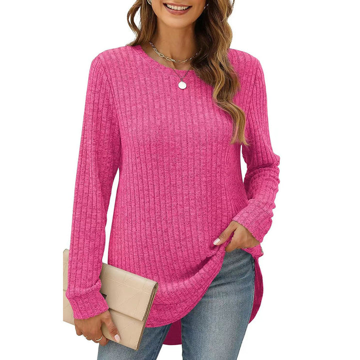 Damen lässiges Langarmshirt aus Strukturstrick Drune