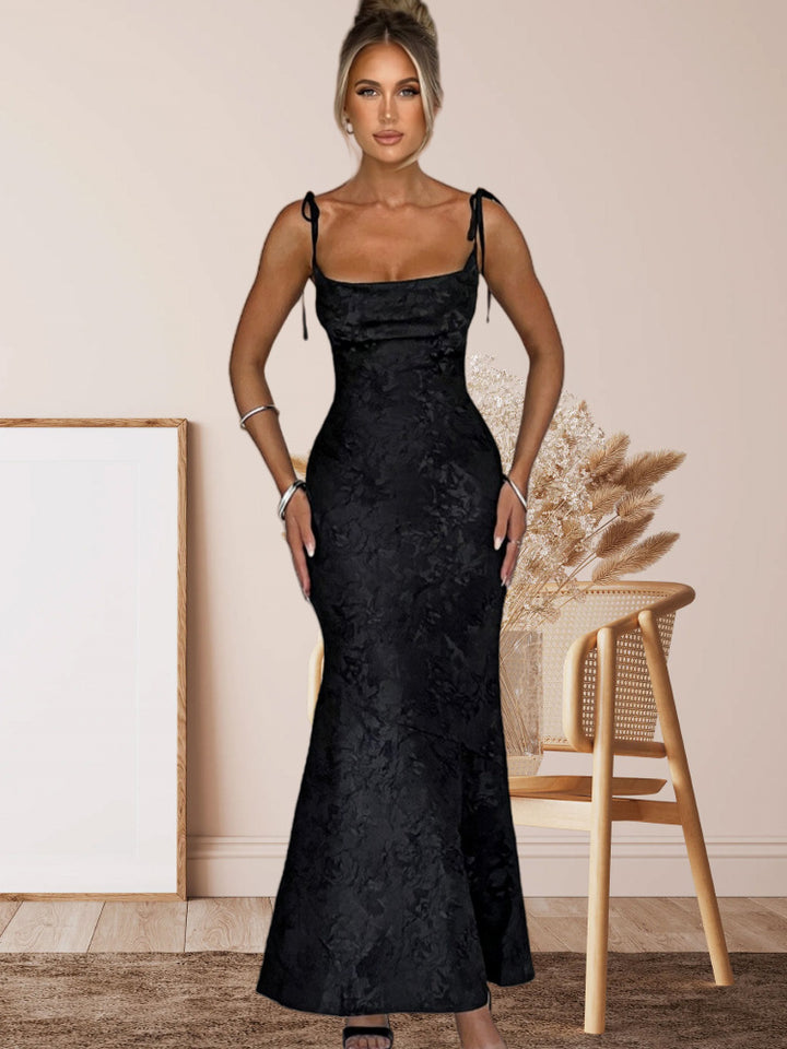 Damen Elegantes Maxikleid mit verführerischen Spaghettiträgern Drune