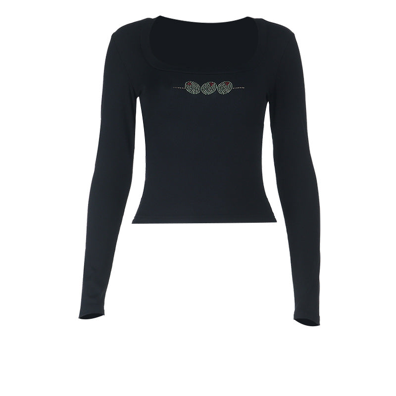 Damen Langarmshirt mit farbenfrohem Kaktusmotiv und figurbetonter Silhouette Drune
