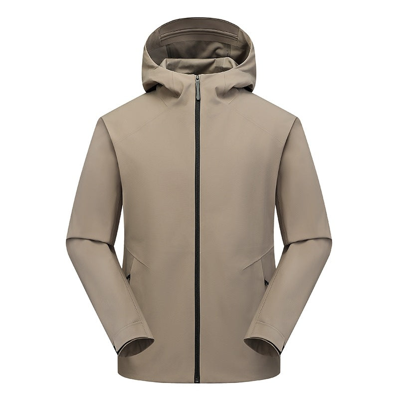 Herren Wasserabweisende Softshell-Outdoorjacke mit Kapuze, verschweißten Nähten & minimalistischer Reißverschluss Drune