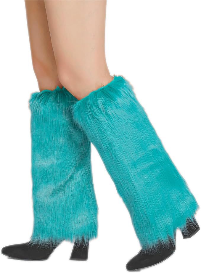 Damen lange Kunstfell‑Beinwärmer mit Shaggy‑Optik und elastischem Bund Drune