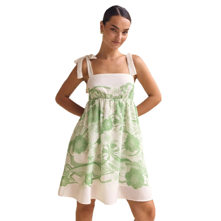 Damen Sommerliches Minikleid mit verspieltem Mustermix und fließendem Schnitt Drune