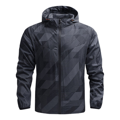 Herren ultraleichte Kapuzen-Trainingsjacke mit winddichter Oberfläche und Packfunktion Drune