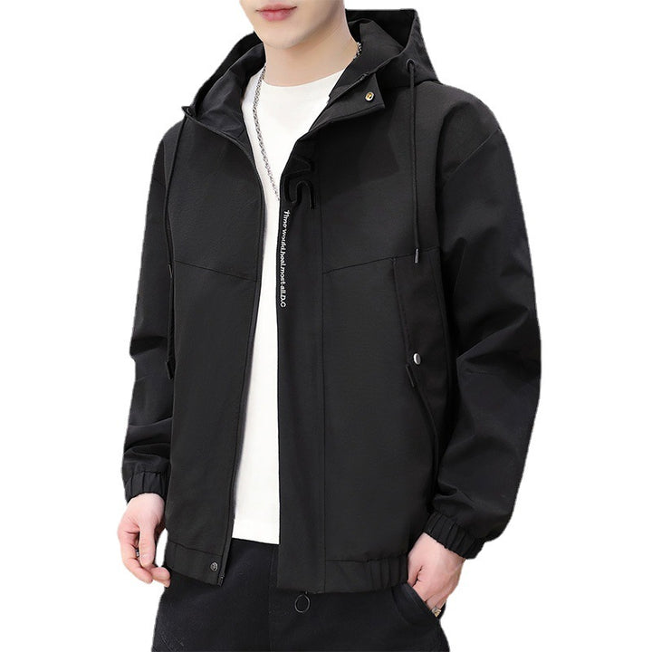 Herren leichte wind- und wasserabweisende Kapuzen-Utility-Jacke mit verdecktem Reißverschluss Drune