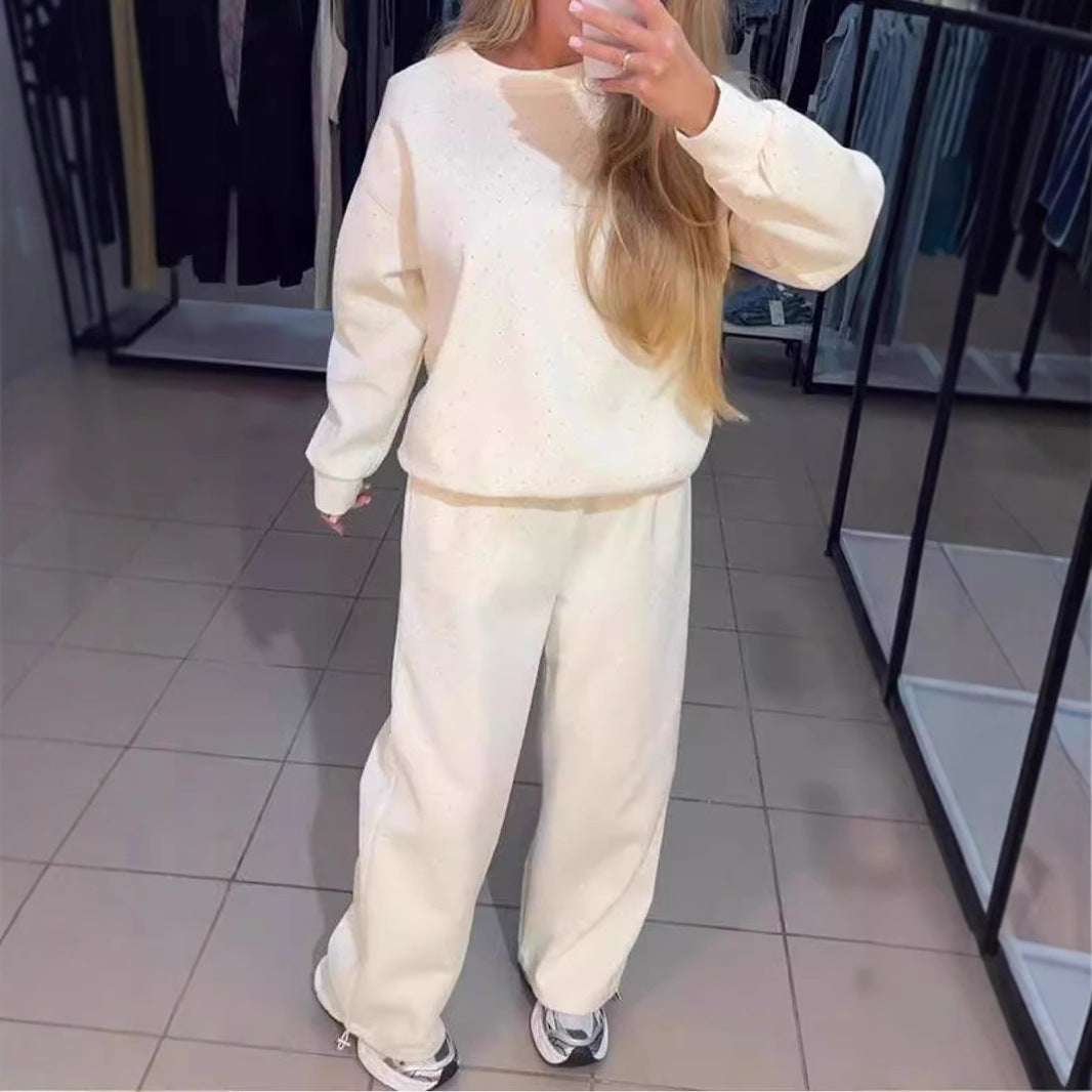 Damen Sportliches Lounge-Set mit gepunktetem Muster und elastischem Bund Drune