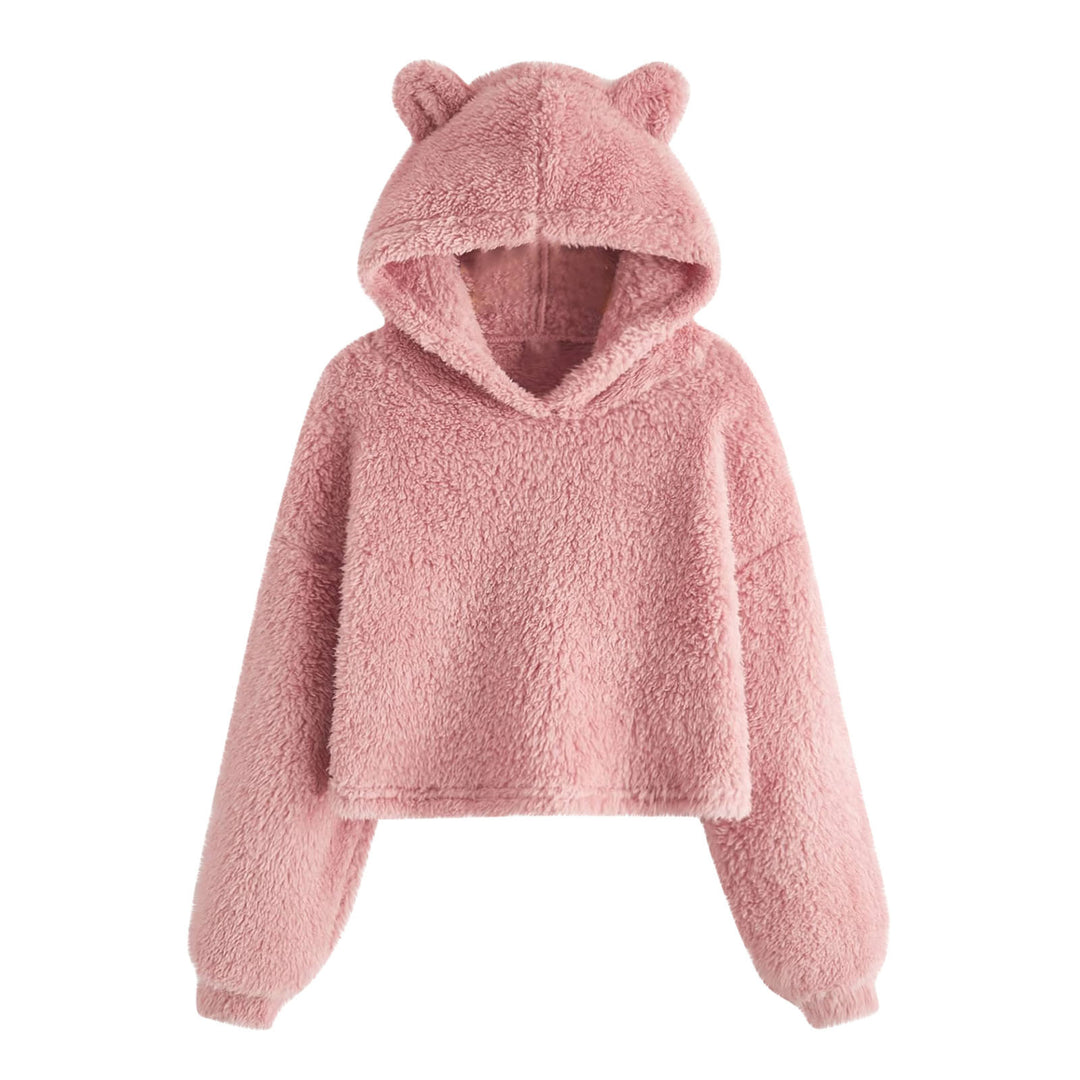 Damen Kuscheliger Fleece Hoodie mit Bärenohren Drune