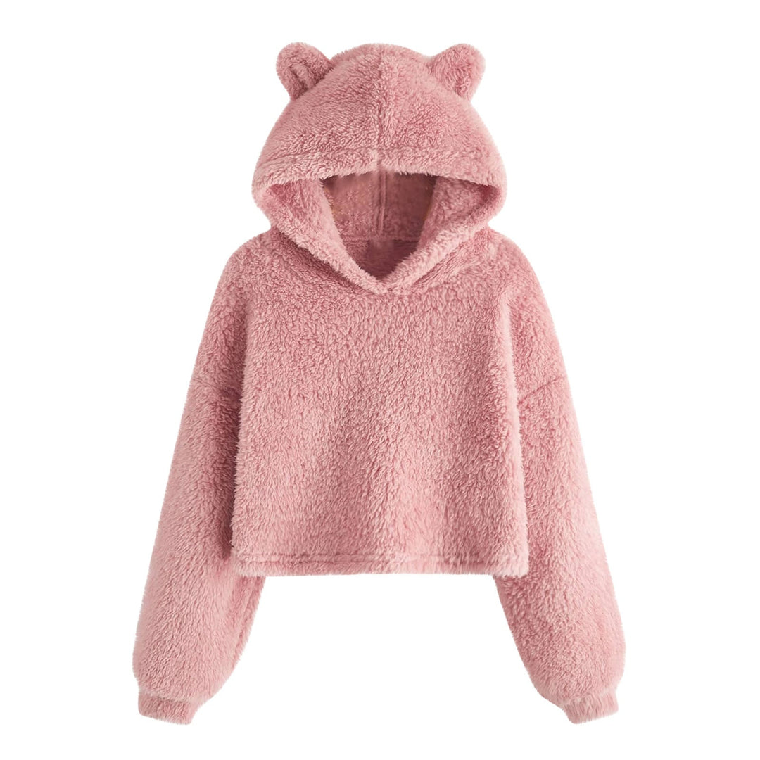 Damen Kuscheliger Fleece Hoodie mit Bärenohren Drune