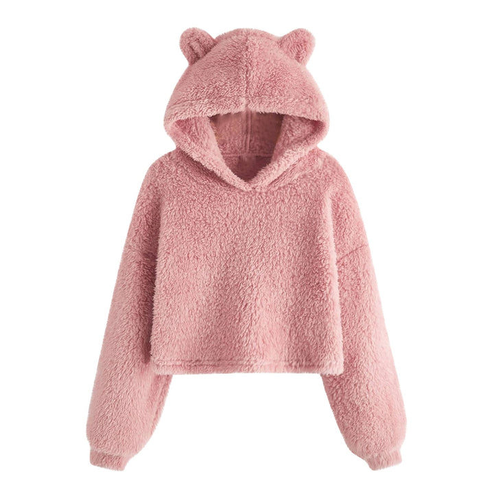 Damen Kuscheliger Fleece Hoodie mit Bärenohren Drune