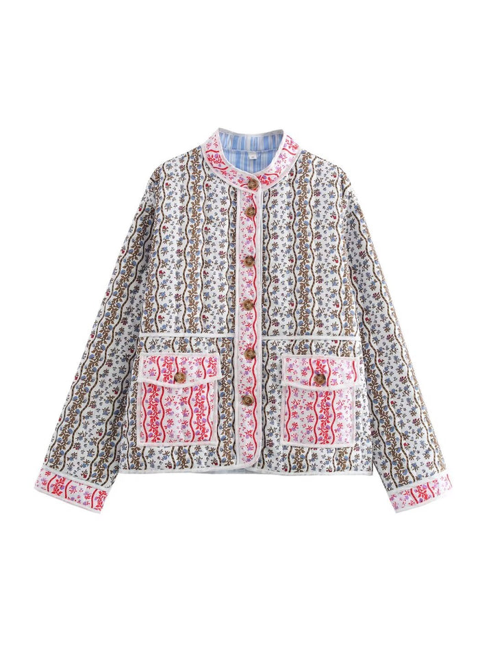 Damen Steppjacke mit floralen Mustern und praktischen Taschen Drune