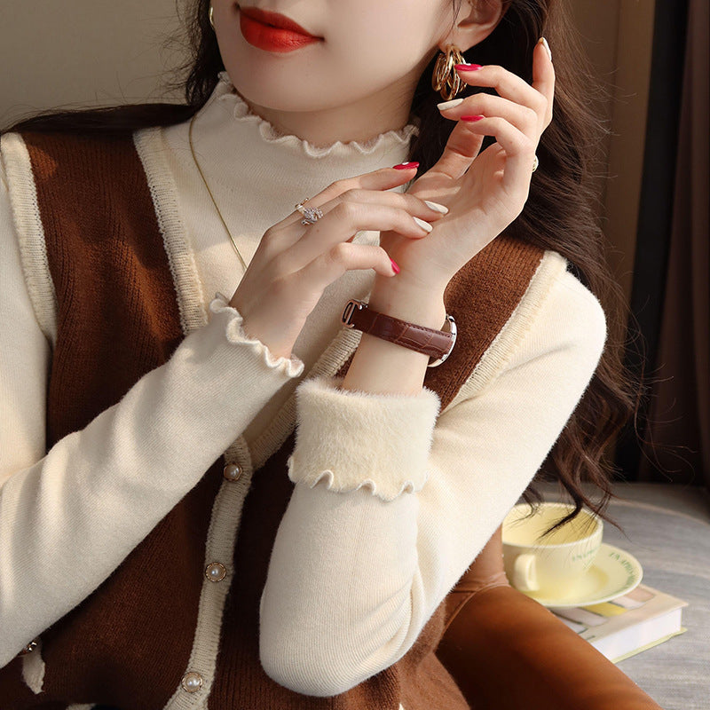 Damen Langarmshirt mit elegantem Rüschensaum Drune
