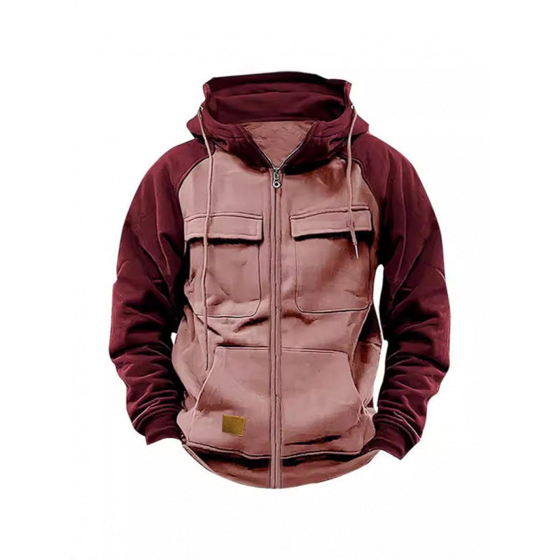 Herren Kapuzenjacke mit Cargo-Taschen und durchgehendem Reißverschluss Drune