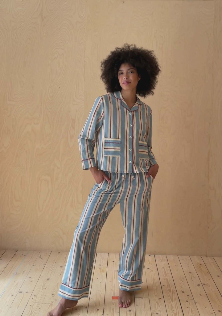 Damen Pyjama-Set mit modischem Streifenmuster Drune