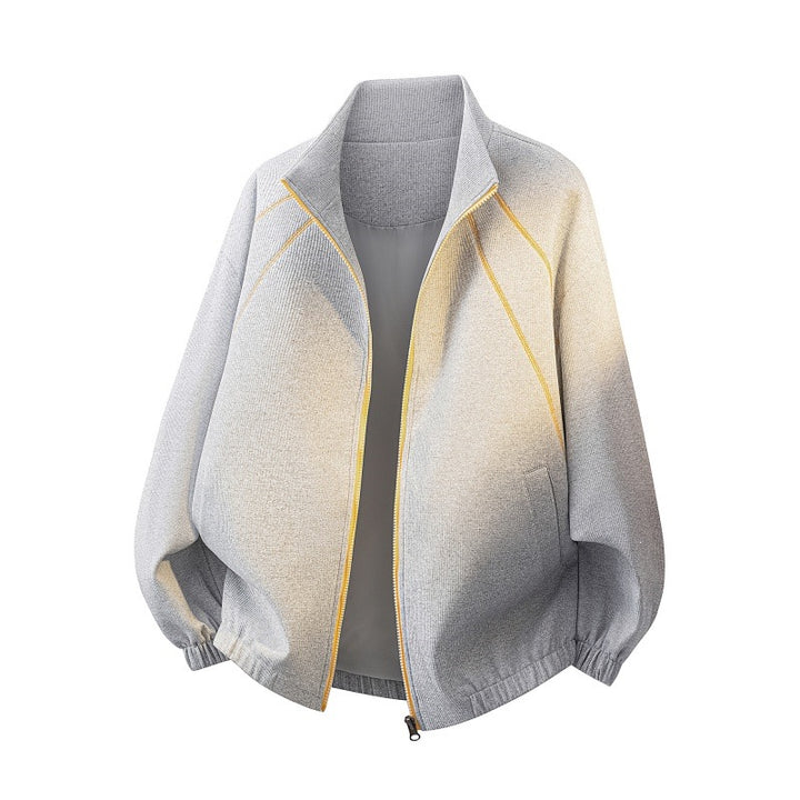 Damen Oversize Strukturiertes Bomberjacke mit Stehkragen, Raglanärmeln & elastischem Saum Drune