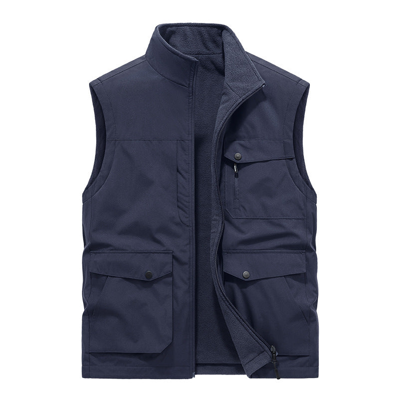 Herren Multifunktionale Utility-Weste mit Fleece-Innenfutter und Mehrfach-Taschen Drune
