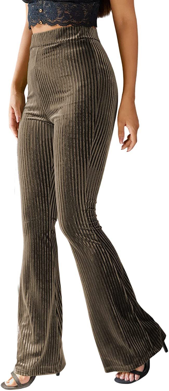 Damen Bootcut-Hose mit Rippstruktur und hohem Bund Drune