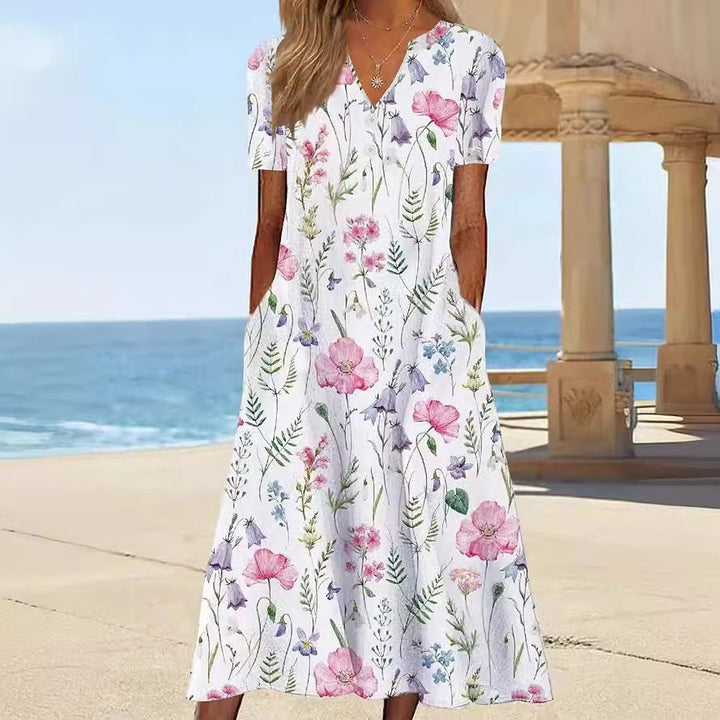 Damen Blumengemusterte Sommerkleid mit Taschen Drune