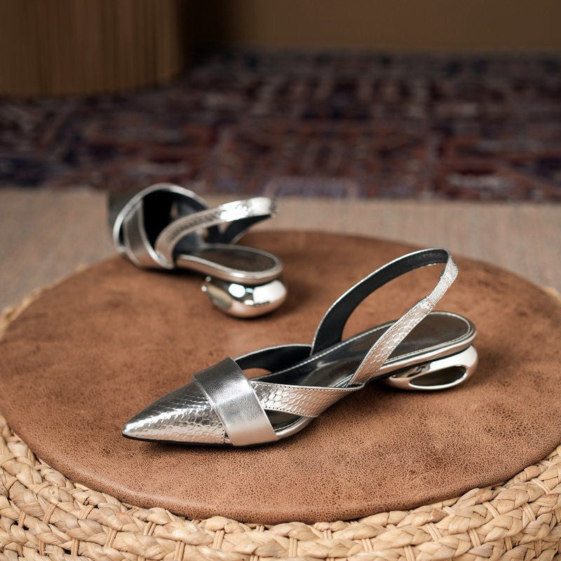 Damen Elegante Slingback-Absätze mit schicken metallischen Akzenten Drune