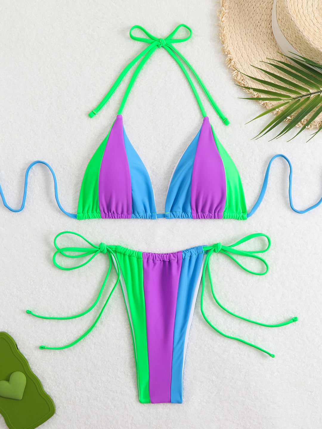 Damen Bikini-Set mit trendy Farbblock-Design und verstellbaren Bändchen Drune