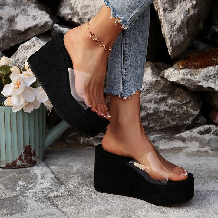 Damen Wedge-Pantoletten mit elegantem Stoffoberteil und komfortablem Fußbett Drune