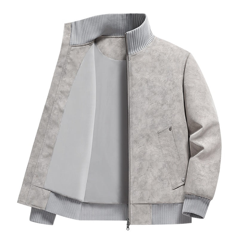 Herren Velours‑Imitat Bomberjacke mit Stehkragen, Thermofutter & Reißverschluss Drune