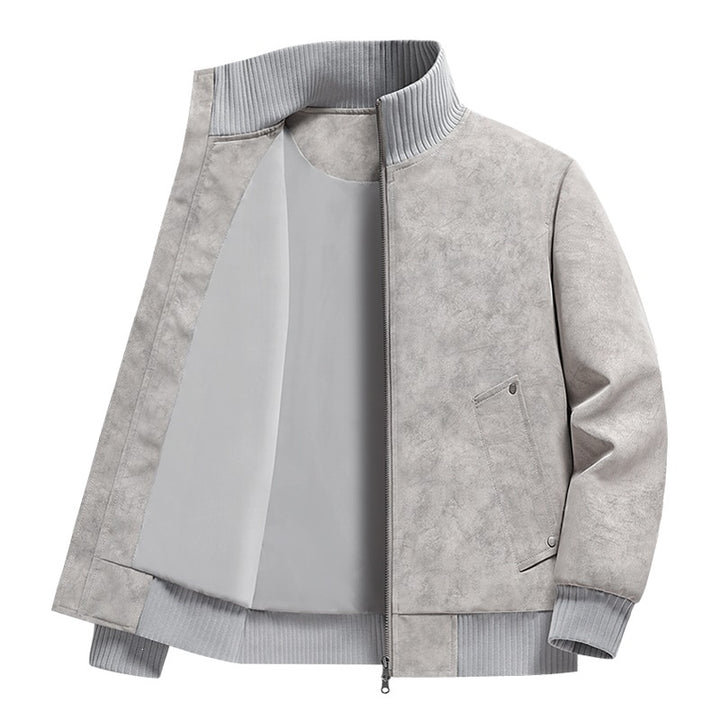 Herren Velours‑Imitat Bomberjacke mit Stehkragen, Thermofutter & Reißverschluss Drune
