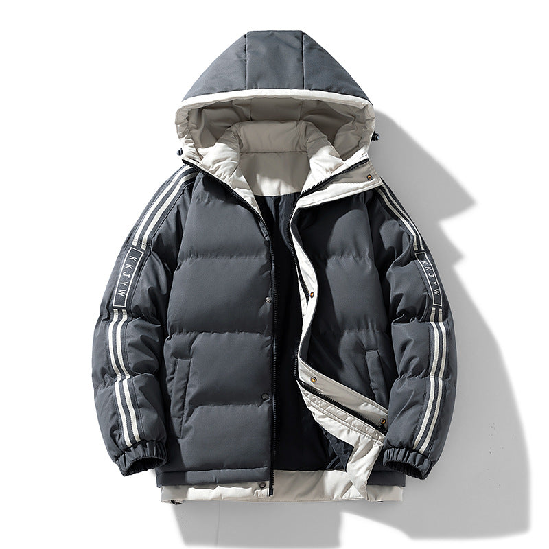 Herren sportive Stepp-Kapuzenjacke mit Zweiwege-Reißverschluss, Kordelzug und reflektierenden Schulterstreifen Drune