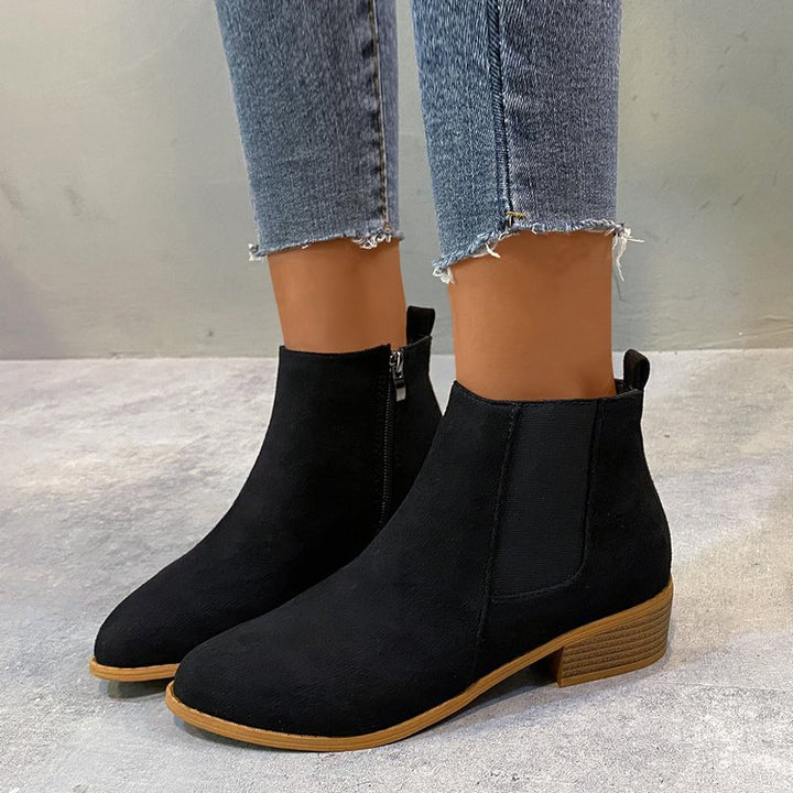 Damen Stiefeletten mit elegantem Reißverschluss und komfortablem Blockabsatz Drune