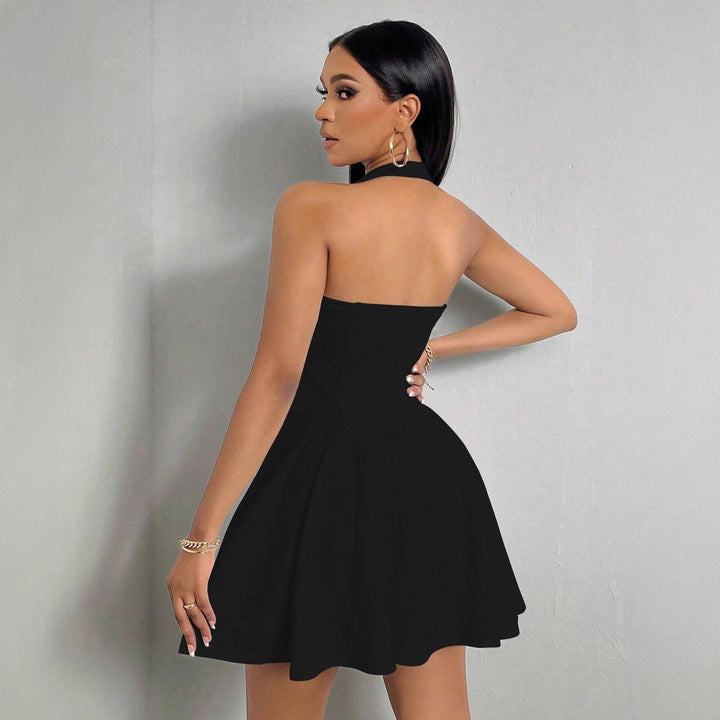 Damen A-Linien Abendkleid mit tiefem Ausschnitt und schwingendem Saum Drune