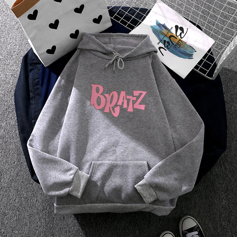 Damen nan lässiger Kapuzenpullover im Oversized-Schnitt mit Lettering-Grafik und Kängurutasche Drune