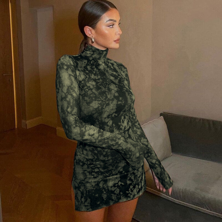 Damen Figurumspielendes Minikleid mit Spitzeneinsätzen und hohem Schlitz Drune