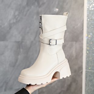 Damen Modische Stiefeletten mit Schnalle Drune