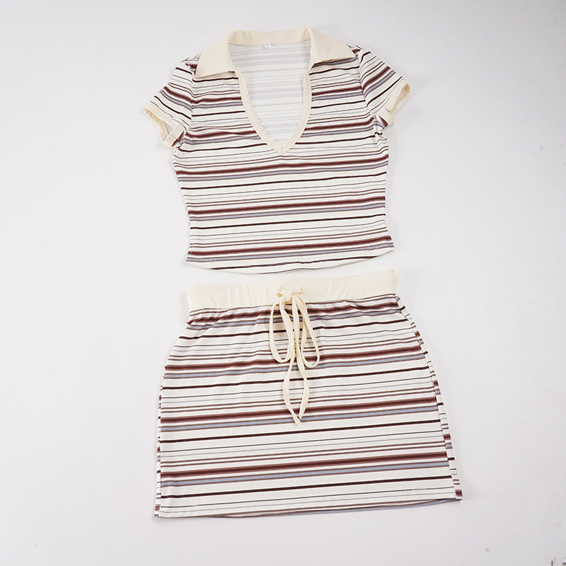 Damen gestreiftes Zweiteiliges Freizeitoutfit Drune
