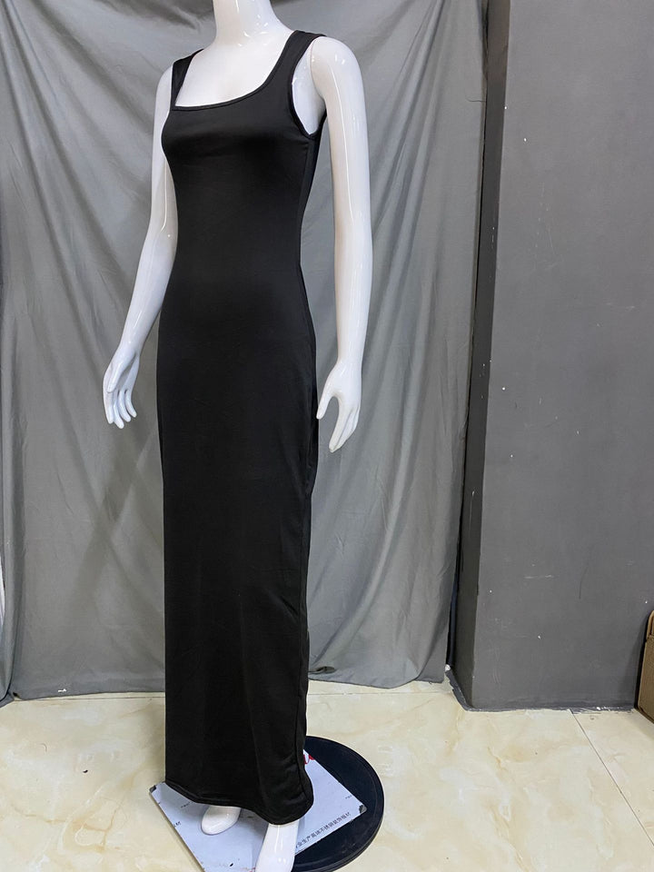Damen Elegantes Maxikleid mit tiefem Rückenausschnitt und figurbetontem Schnitt Drune