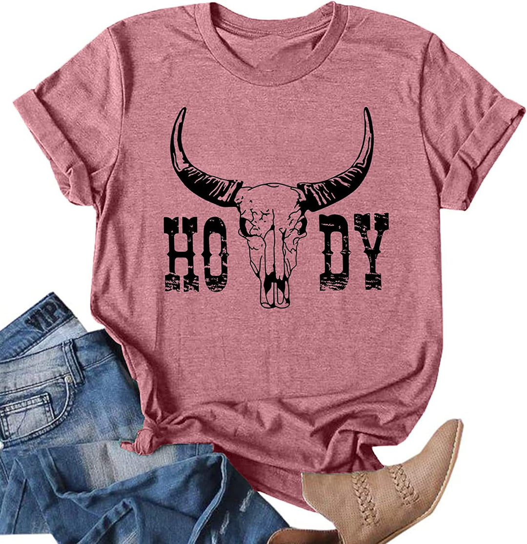 Damen Vintage-inspiriertes Grafik-T-Shirt mit Western-Schädel-Design Drune