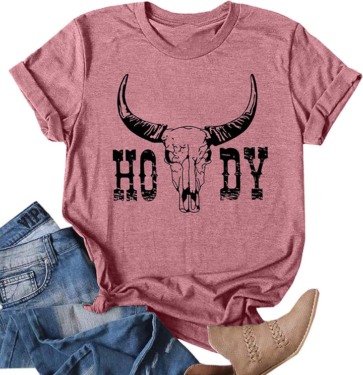 Damen Vintage-inspiriertes Grafik-T-Shirt mit Western-Schädel-Design Drune