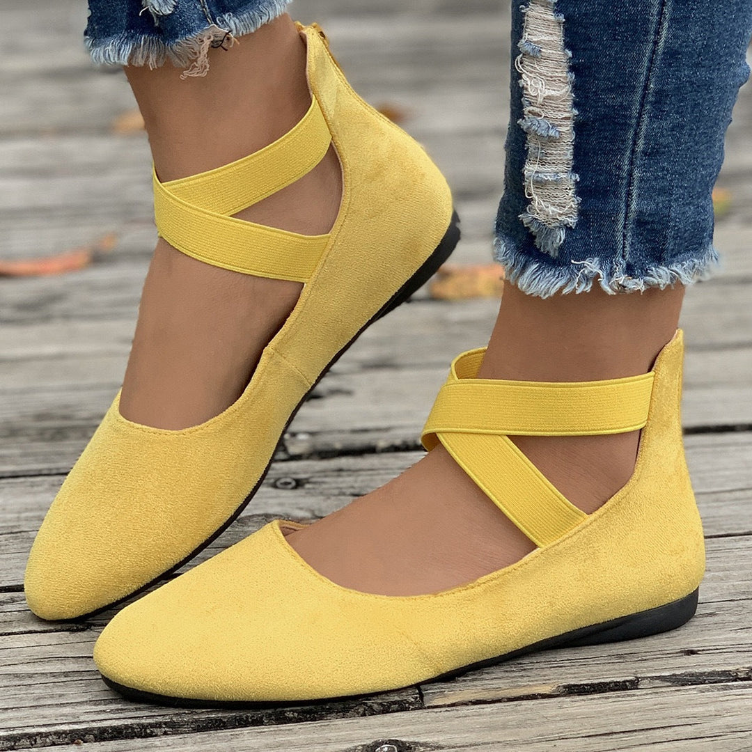 Damen Ballerinas mit elastischen Kreuzgurten Drune