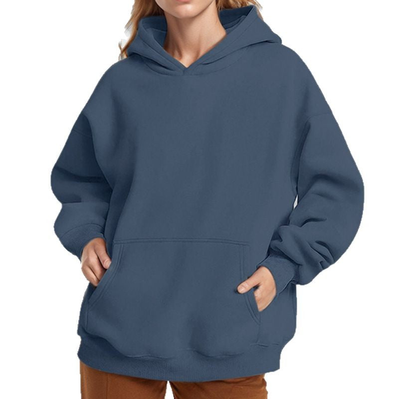 Damen nan weicher Oversize-Kapuzenpullover mit asymmetrischem Saum Kängurutasche und überschnittener Schulter Drune