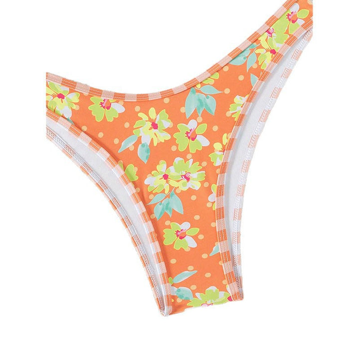 Damen Triangel-Bikini mit floralen Mustern und verstellbaren Trägern Drune