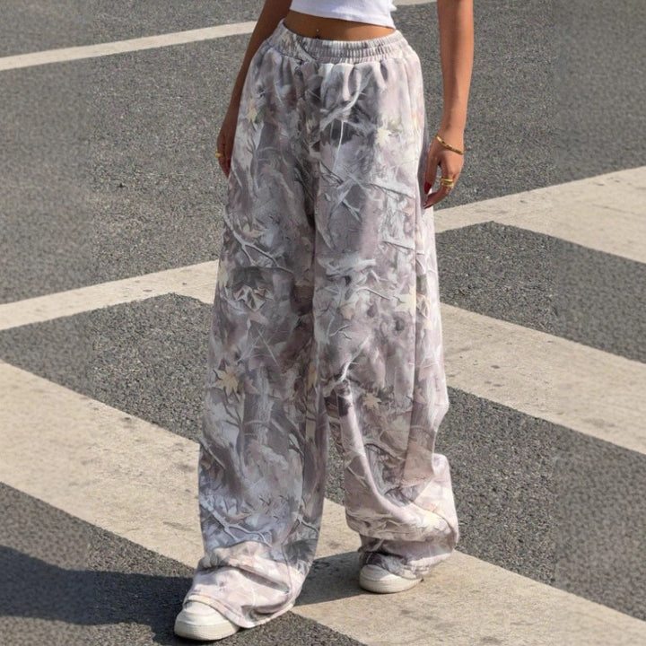 Damen Weitgeschnittene Print-Hose mit elastischem Bund Drune