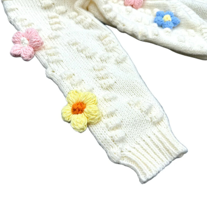 Damen Verspielter Strickpullover mit floralen Applikationen