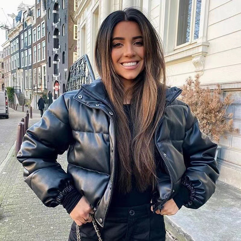 Damen Kunstleder Steppjacke Drune