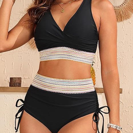 Damen Hoch tailliertes Bikiniset mit Wickeloberteil Drune