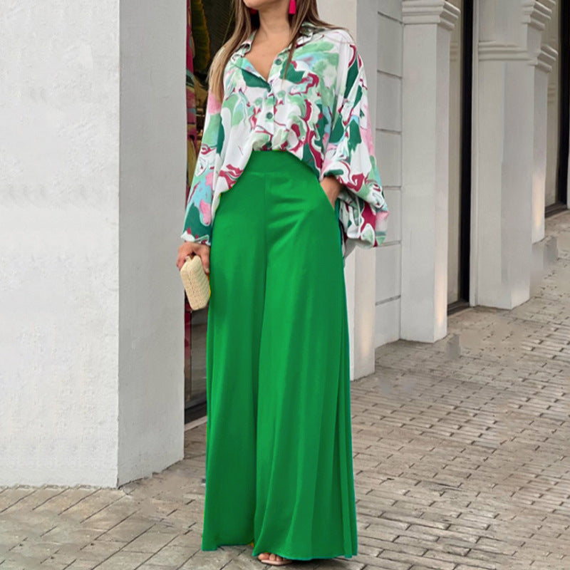 Damen Fließende Highwaist Palazzo‑Hose mit weitem Bein und elegantem Satinfall Drune