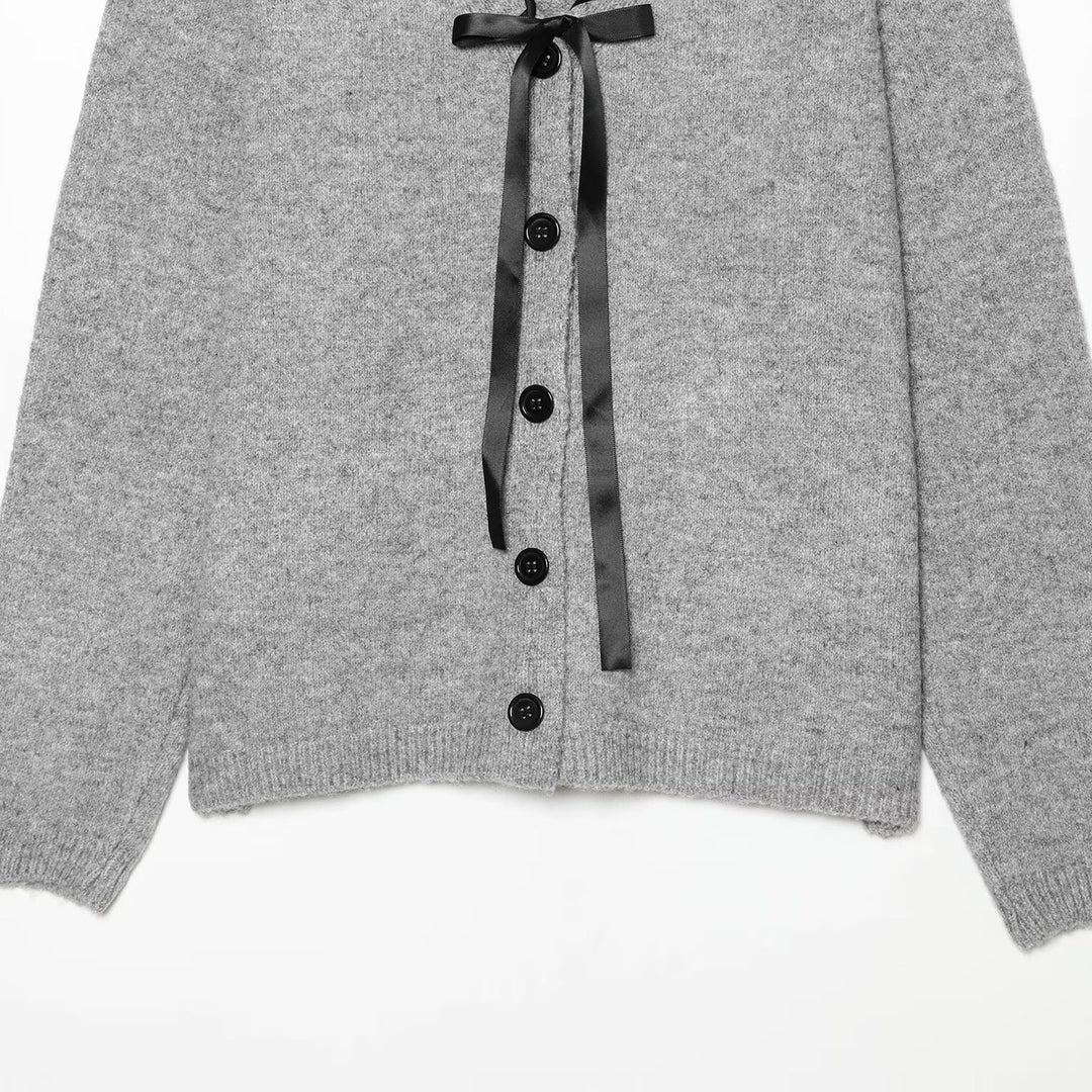 Damen Feinstrick-Cardigan mit V‑Ausschnitt und Satinbandeinfassung Drune