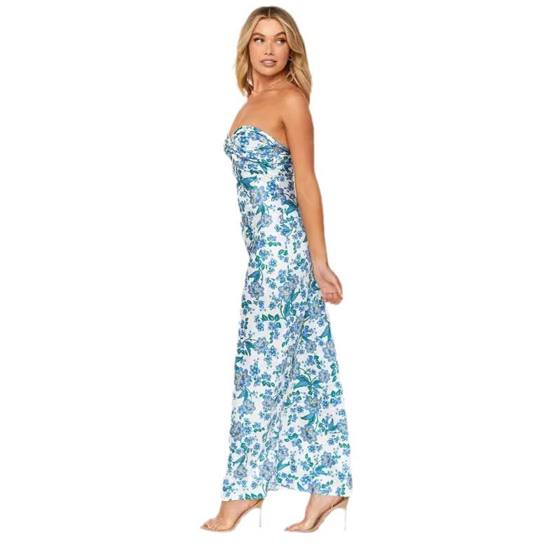 Damen Langärmliges Maxikleid mit floralen Akzenten Drune