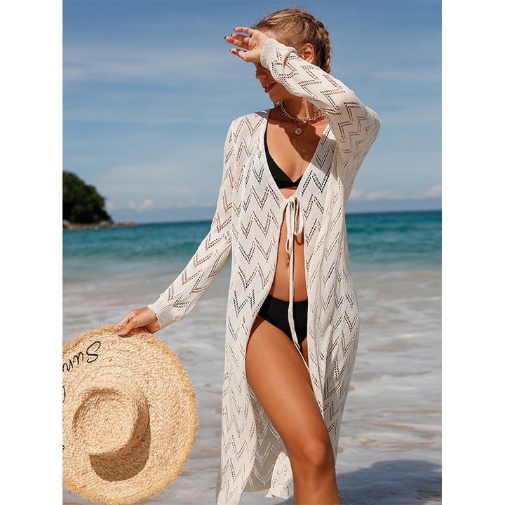 Damen eleganter Häkel-Strandkimono im Boho-Stil mit tiefem V-Ausschnitt Drune