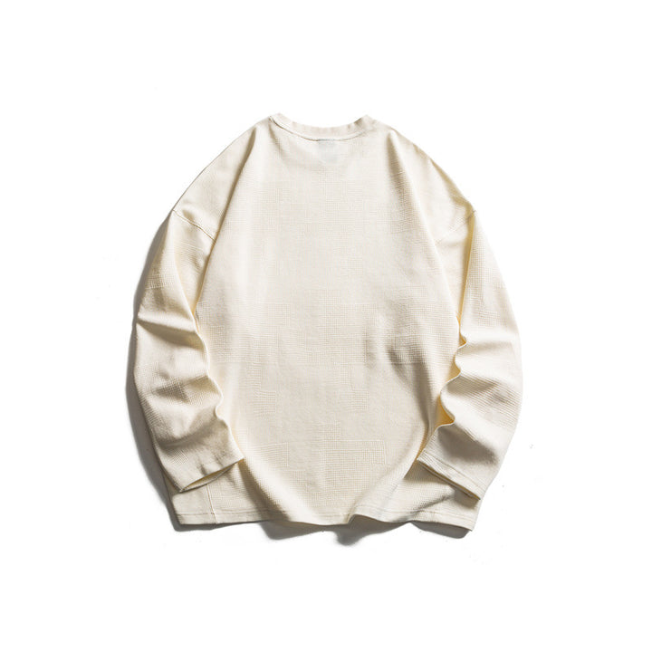 Unisex Grobstrukturierter Waffelstrick-Langarmpullover im Oversize-Schnitt mit Rundhals Drune