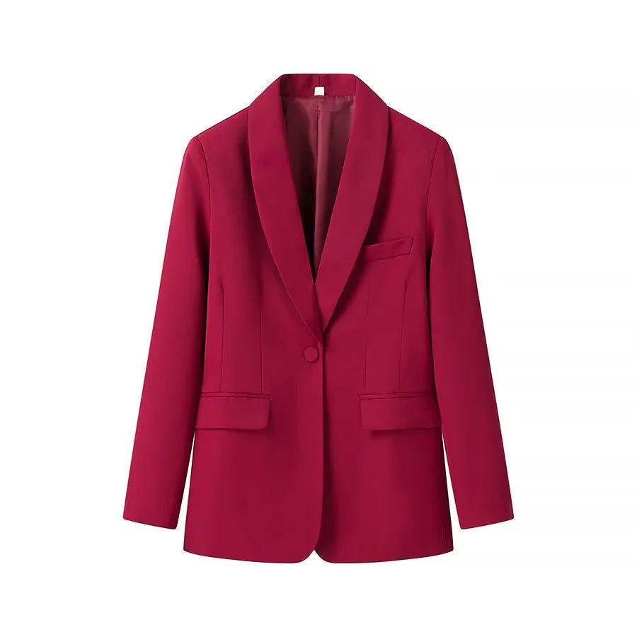 Damen nan taillierter Longblazer mit Schalkragen, verdecktem Knopfverschluss und Pattentaschen Drune