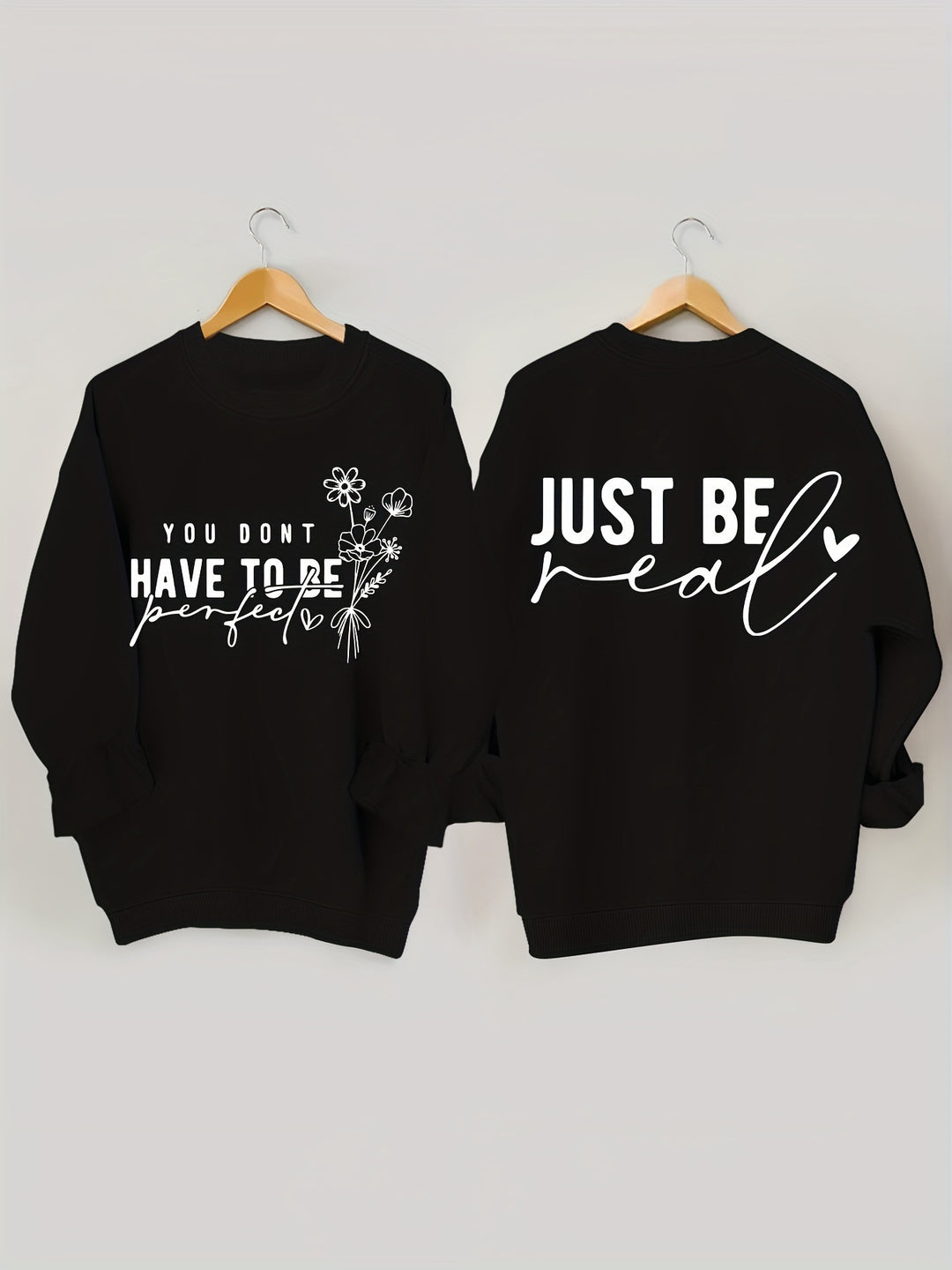 Damen lässiger Pullover mit inspirierenden Botschaften Drune