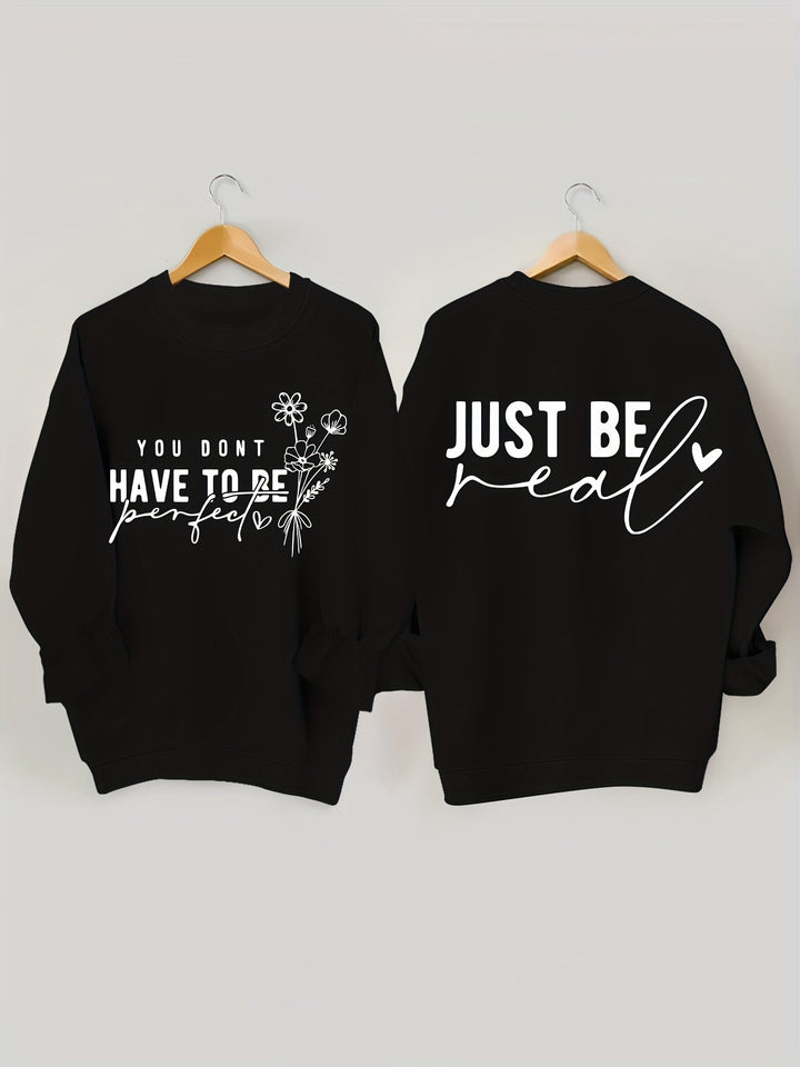 Damen lässiger Pullover mit inspirierenden Botschaften Drune